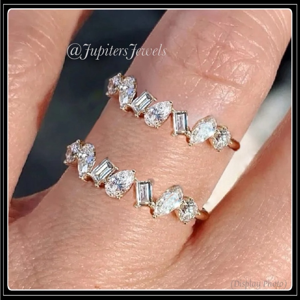 NEW GOLD ETERNITY STONE SIMULATED DIAMOND SQUARE BAGUETTE RING